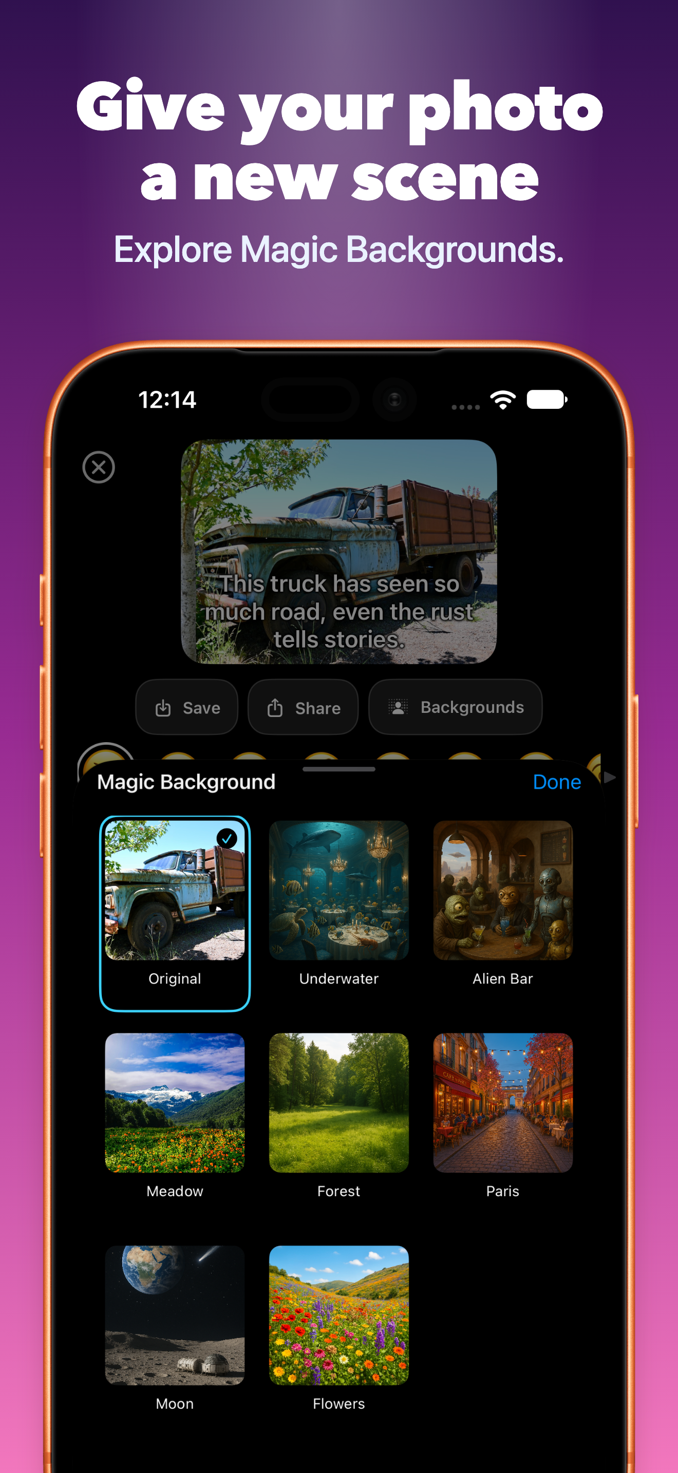 Explore Magic Backgrounds to give a photo a new scene.
